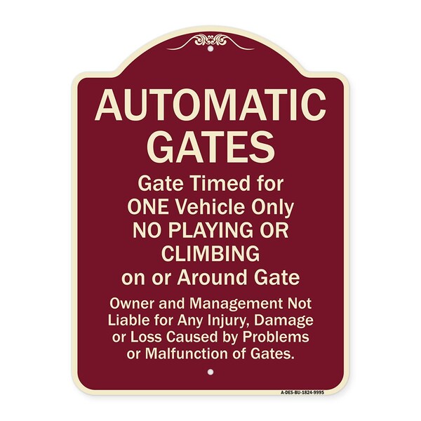 Designer Series-Automatic Gates Gate Timed For One Vehicle Only, 24" x 18", BU-1824-9995